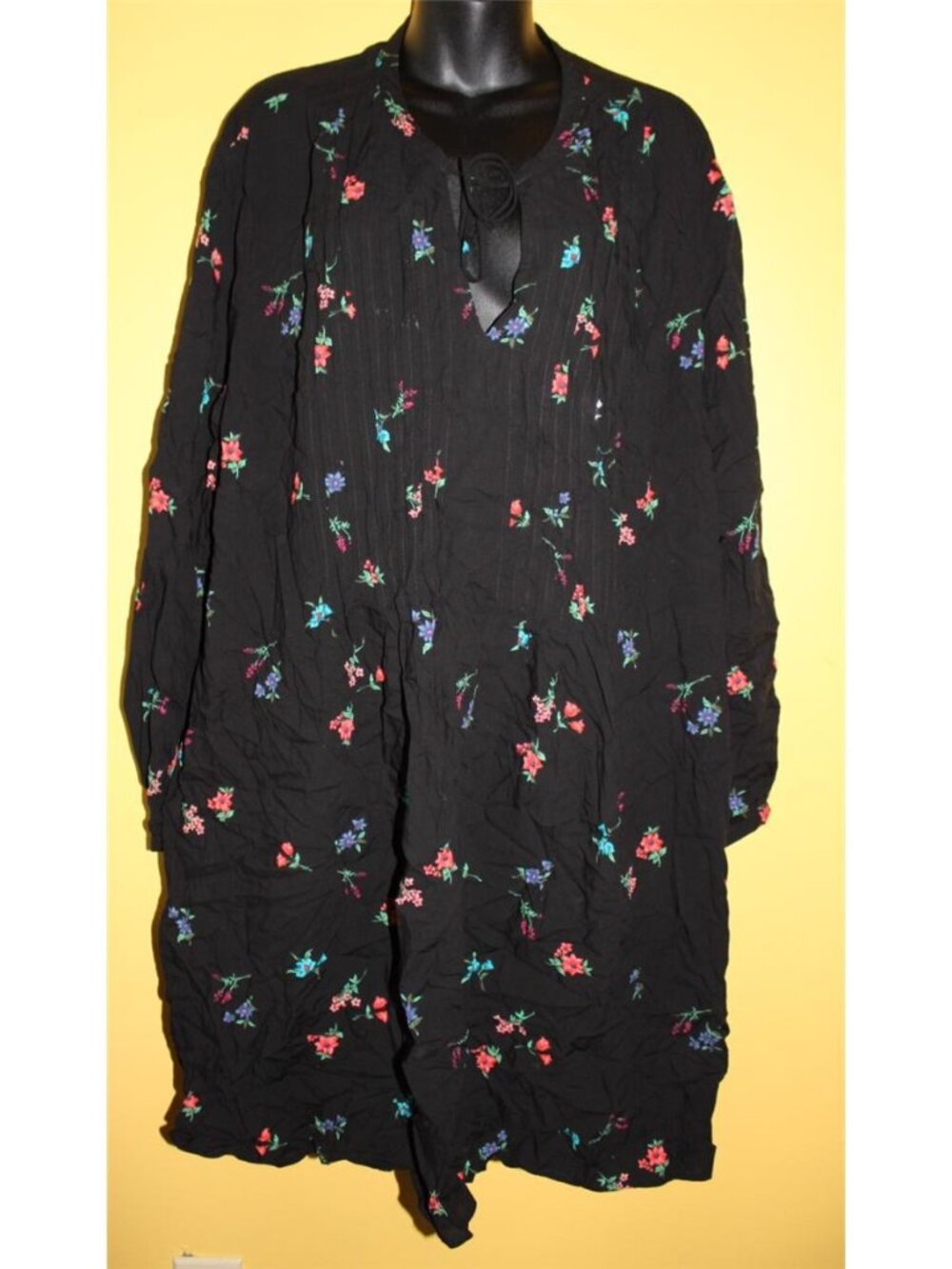 Old Navy XXL Black Floral Pintuck Floral Tunic Dress Great with Boots